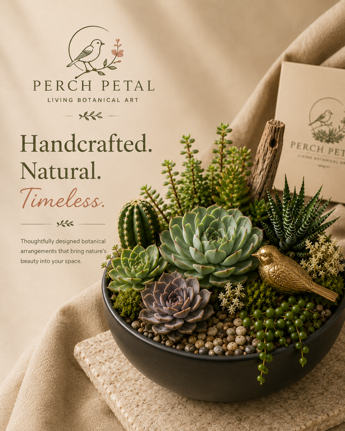 Perch Petal handcrafted succulent arrangement